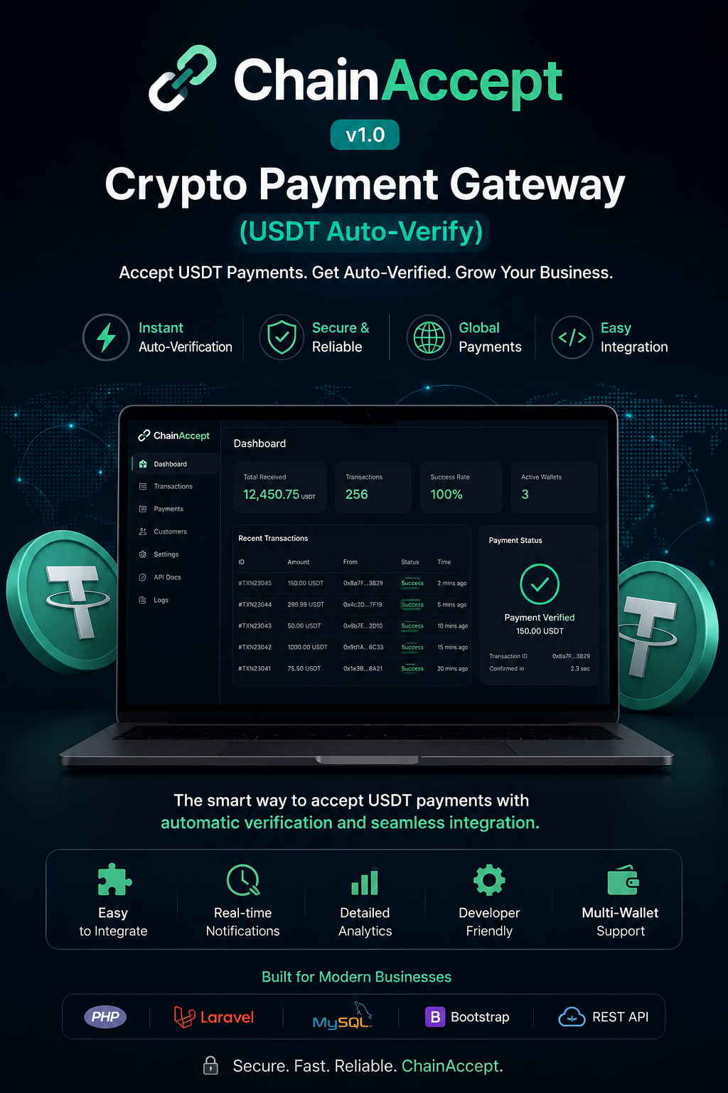 ChainAccept — Automated USDT & Crypto Payment Gateway